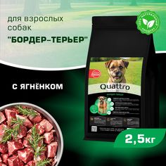 Сухой корм для собак QUATTRO для породы Бордер-терьер, с ягненком, 2,5 кг