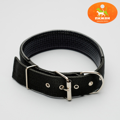 Ошейник Комфорт комбинированный полиэстер, искусственная кожа, 70х4 см, ОШ 51-61 см, ч Пижон