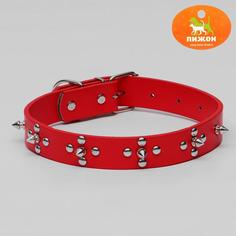 Ошейник из мягкой искусственной кожи с шипами и заклёпками, 54 х 2,5 см, микс цветов Пижон