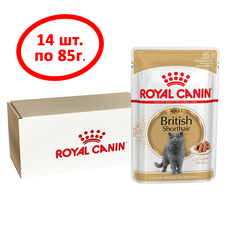 Влажный корм для кошек Royal Canin для Британских короткошерстных, мясо, 14 шт по 85 г