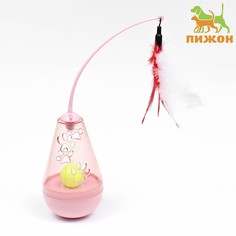 Игрушка для кошек Пижон Неваляшка с отверстиями для лакомства, розовый, пластик, 14 см