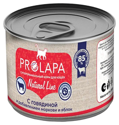 Влажный корм для кошек Prolapa Natural Line, с говядиной, морковью, яблоками, 200 г, 6 шт
