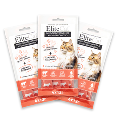 Лакомство для кошек ELITECAT Мультивитаминное крем-лакомство, курица и говядина, 4х12гр
