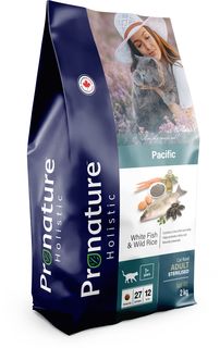 Сухой корм для кошек Pronature Holistic, для стерилизованных, белая рыба, рис, 2 кг