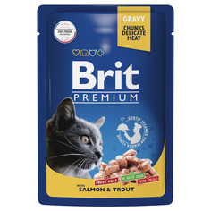 Влажный корм для кошек Brit Premium, лосось, форель, 100г Brit*