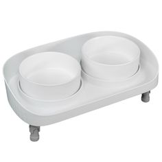 Миска для животных Не Один Дома Milk, двойная, белый, пластик, керамика, 34х24х13, 0,9 л