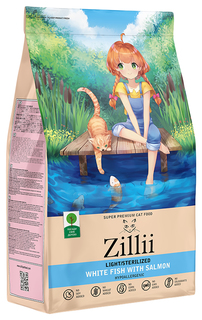Сухой корм для кошек Zillii Light/Sterilized белая рыба с лососем, 400 г