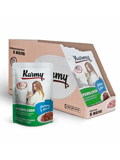 Влажный корм для кошек Karmy STERILIZED Лосось в желе, 12 шт по 80