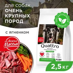 Сухой корм для собак QUATTRO, большие породы, сбалансированный, с ягненком, 2,5 кг