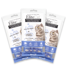 Лакомство для кошек ELITECAT Мультивитаминное крем-лакомство, тунец, 4 шт по 12 г