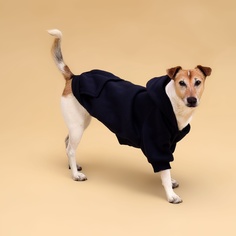 Толстовка для собак, с капюшоном, унисекс, синяя, текстиль, 2XL, длина спины 55 см No Brand