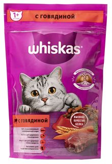 Сухой корм для кошек Whiskas Вкусные подушечки с нежным паштетом, говядина, 0,35кг