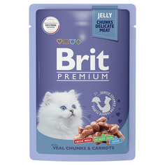 Влажный корм для кошек Brit Premium,говядина в желе, 85г Brit*
