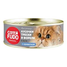 Влажный корм Cattofudo Holistic Кусочки трески с форелью и креветками для кошек 80г х 8 шт