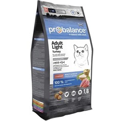Сухой корм для кошек Probalance Adult Light Turkey с индейкой, 1,8кг