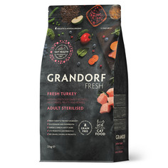 Сухой корм для кошек GRANDORF Fresh, для стерилизованных, индейка, батат, 2 кг