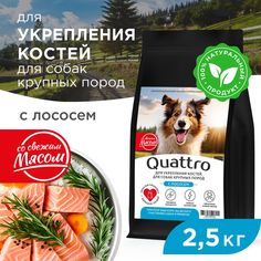 Сухой корм для собак QUATTRO, крупные породы, для укрепления костей, с лососем, 2,5 кг