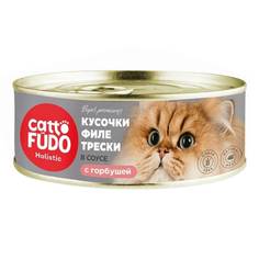 Влажный корм Cattofudo Holistic Кусочки трески с горбушей в соусе для кошек 80 г х 8 шт