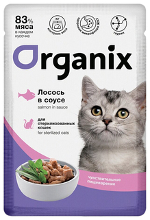 Влажный корм для кошек Organix, лосось в соусе, 24 шт по 85 г