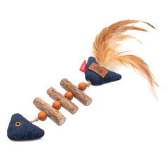 Игрушка для кошек Рыбка-скелет GiGwi мататаби, перья, полиэстер, 20 см