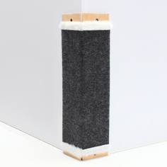 Когтеточка для кошек, настенная угловая, серая, ковролин, мех, 55 x 25 см No Brand