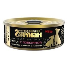 Влажный корм Четвероногий Гурман Golden line Мусс с говядиной для собак и щенков 100 г
