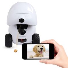 Игрушка для собак Dogness Робот с функцией кормления, камерой, белый, пластик, 21 см