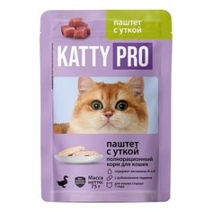 Влажный корм Katty Pro с уткой повседневный для кошек 75 г