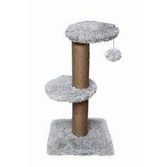 Когтеточка-столбик для кошек Dubex Fluffy Сlassic 34 x 34 x 67 см плюш-джут серый