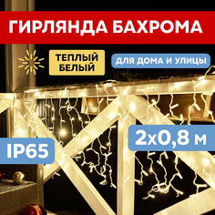 Световой занавес NEON-NIGHT гирлянда светодиодная 2х0,8м прозрачный ПВХ теплый белый