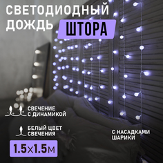Световой занавес NEON-NIGHT гирлянда Светодиодный Дождь 1,5х1,5 м, прозрачный ПВХ, белый
