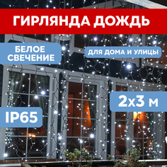Световой занавес NEON-NIGHT гирлянда светодиодная 2х3м 600 LED черный ПВХ белый