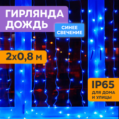 Световой занавес NEON-NIGHT гирлянда светодиодная 2x0,8м прозрачный ПВХ синий