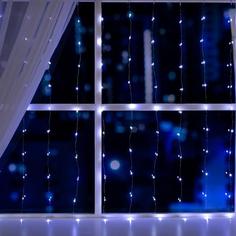 Гирлянда «Занавес» 1x1 м роса, IP44, серебристая нить, 100 LED, свечение белое, 12 В Luazon Lighting