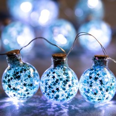 Световая гирлянда новогодняя Luazon Lighting Бирюзовые шарики 7690104 1,6 м голубой