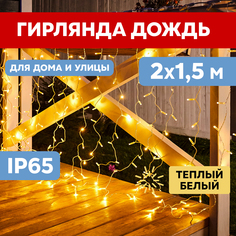 Световой занавес NEON-NIGHT гирлянда светодиодная 2х1,5м белый ПВХ, теплый белый