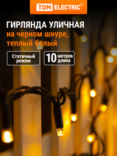 Световая гирлянда новогодняя TDM ELECTRIC СГУ100БТ10 SQ0361-0042 10 м белый теплый