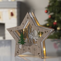 Новогодний светильник Luazon Lighting Звезда с дедом морозом 9143306 белый теплый