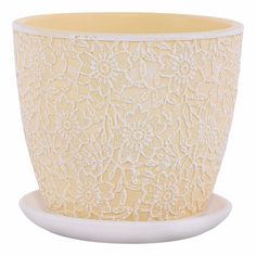 Цветочный горшок Композит Лютик с поддоном 3 л 1 шт. желто-белый