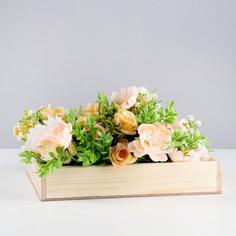 Цветочное кашпо Дарим Красиво Деревянное с фигурной ручкой 7333161 1 шт. бежевый
