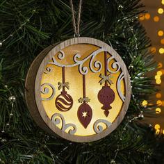 Luazon Lighting Шар "Новогодние игрушки", 11х11х3 см, 4 LED, теплый белый