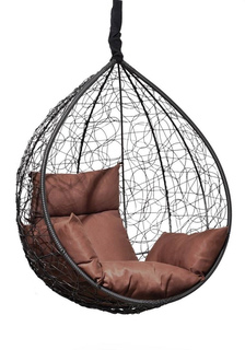 Подвесное кресло-кокон Laura Outdoor SEVILLA черный без каркаса подушка коричневая