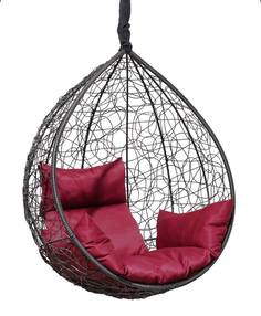 Подвесное кресло-кокон Laura Outdoor SEVILLA черный без каркаса подушка бордовая