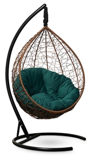 Подвесное кресло коричневое Laura Outdoor Sevilla Verde Velour зеленая подушка