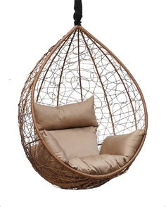 Подвесное кресло-кокон Laura Outdoor SEVILLA белый без каркаса, подушка бежевая