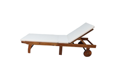 Шезлонг из акации, на колесиках, с подушкой, 197x70x34 см, TP7014.2.1 No Brand