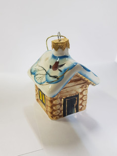 Елочная игрушка Домик зима,Лефортовский фарфор, 1 шт, 101854337406