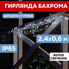 Световая бахрома Neon-Night гирлянда Айскл 2,4х0,6м белый ПВХ постоянный 76 LED белый