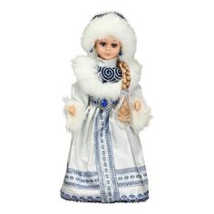 Новогодняя фигурка Зимнее волшебство Снегурочка в шубке с узорами двигается 40 см