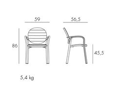 Садовый стул Nardi Palma 003/4023700010 белый тортора 86х59х56,5 см с подлокотниками